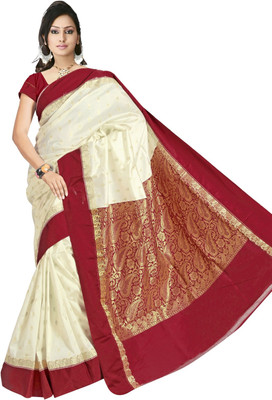 

JagannathSaree Embellished Garad Silk Saree(Red, White, Maroon