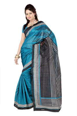 

Softdeal Printed Bhagalpuri Printed Silk Saree(Blue)