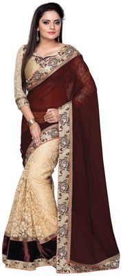 

Dancing Girl Embroidered Bollywood Pure Georgette Saree(Brown)