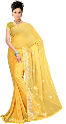 

Khushali Self Design Fashion Georgette Saree(Yellow)