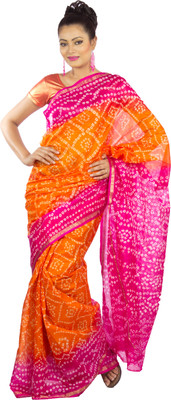 

Jaipur Kurti Printed Bandhani Art Silk Saree(Orange)
