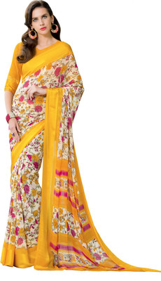 

Parisha Printed Daily Wear Georgette Saree(White, Yellow)