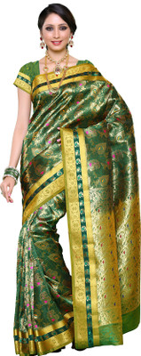 

Mimosa Woven Kanjivaram Art Silk Saree(Green)