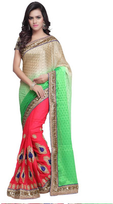 

JTInternational Self Design Bollywood Georgette Saree(Multicolor)