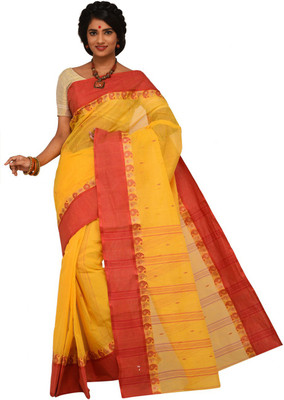 

Sangam Kolkata Embellished Fashion Handloom Cotton Saree(Yellow)