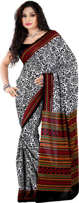 

Roopkala Silks Floral Print Fashion Crepe Saree(White)
