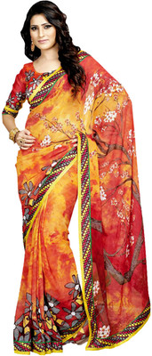 

Parisha Printed Fashion Georgette Saree(Orange, Multicolor), Multicolor;orange