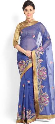 

Soch Embroidered Fashion Cotton Saree(Blue), Royal blue