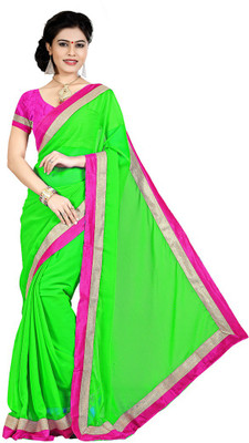 

Party Wear Dresses Solid Fashion Chiffon Saree(Green)