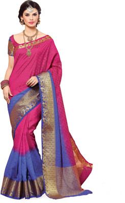 

Taanshi Printed Kanjivaram Tussar Silk Saree(Pink)