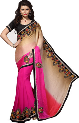 

Aasvaa Embroidered Fashion Jacquard Saree(Pink)