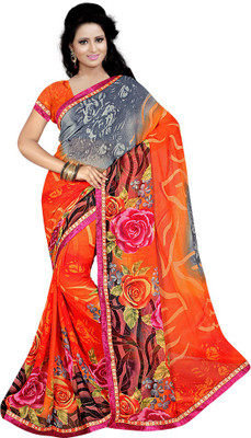

Party Wear Dresses Printed Fashion Chiffon Saree(Orange)