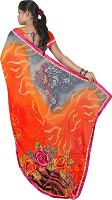 

Party Wear Dresses Printed Fashion Chiffon Saree(Orange)