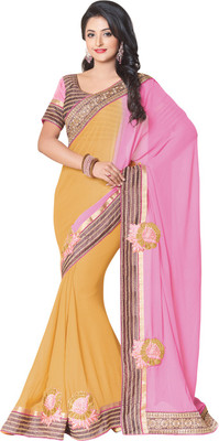 

Saara Printed Fashion Viscose Saree(Pink, Yellow)