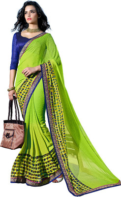 

Ishin Printed Fashion Synthetic Georgette Saree(Green)