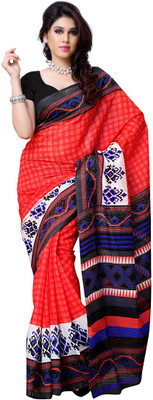 

JTInternational Checkered, Printed Chanderi Handloom Jacquard Saree(Multicolor)