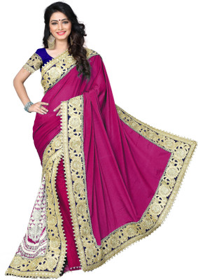 

Jiya Self Design, Embroidered, Embellished Fashion Net, Georgette Saree(Pink, Beige), Beige;pink