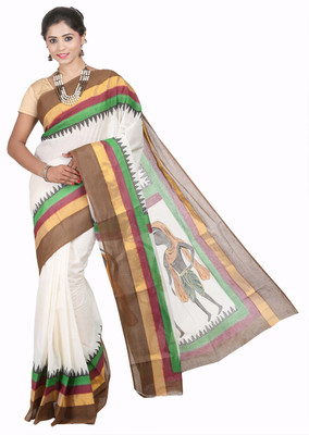

Fashionkiosks Self Design Balarampuram Cotton Saree(Multicolor), Cream