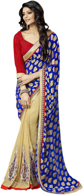 

Aasvaa Embroidered Fashion Georgette Saree(Blue)