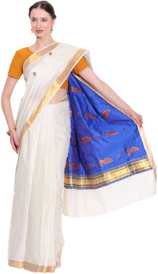 

Darps Self Design Balarampuram Cotton Saree(Multicolor), Cream