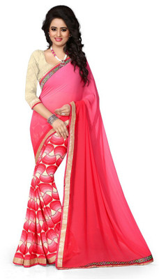 

Style U Geometric Print Bollywood Georgette Saree(Maroon), Pink