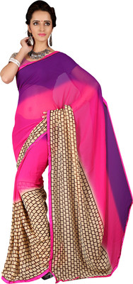 

Khushali Self Design, Printed Fashion Georgette Saree(Beige, Pink, Purple)