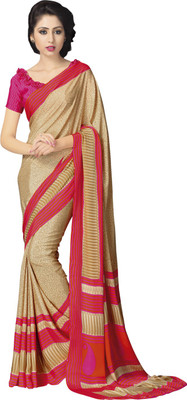 

Saara Paisley Daily Wear Crepe Saree(Beige, Pink)