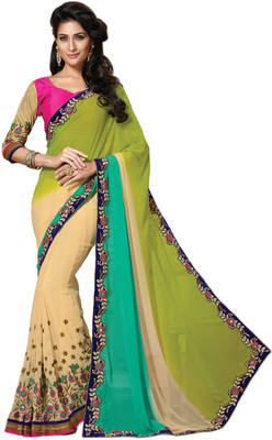 

Khushali Self Design, Embroidered, Embellished Fashion Georgette Saree(Beige, Pink, Multicolor), Beige;multicolor;pink