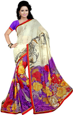 

Party Wear Dresses Printed Fashion Chiffon Saree(Purple)