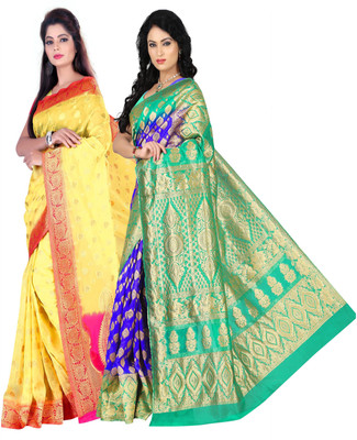 

Weavedeal Embellished Kanjivaram Silk Cotton Blend Saree(Pack of 2, Multicolor)