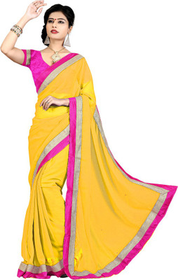 

Indian Wear Online Solid Fashion Chiffon Saree(Yellow)