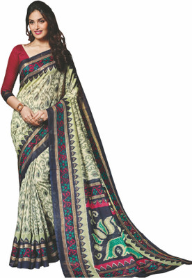 

Sunaina Printed Fashion Cotton Linen Blend Saree(Multicolor)