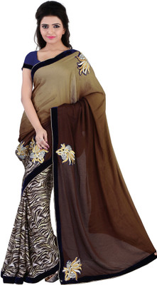 

Jiya Self Design, Embroidered Fashion Georgette Saree(Brown, Multicolor)