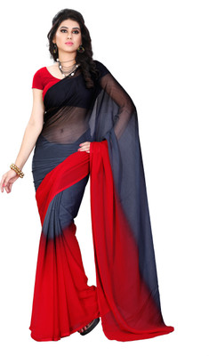 

Diva Fashion-Surat Printed Daily Wear Handloom Georgette Saree(Black, Red)