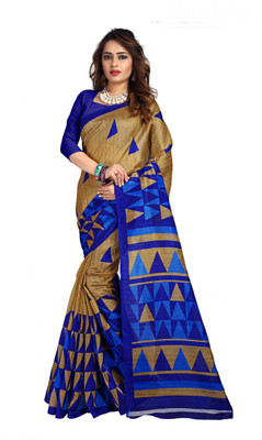 

Urban Vastra Geometric Print Bhagalpuri Kota Cotton Saree(Gold)