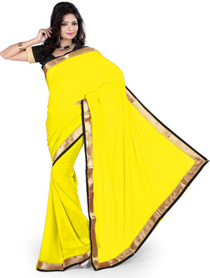 

Party Wear Dresses Solid Fashion Georgette Saree(Yellow)