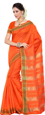 

Mimosa Woven Ikkat Art Silk Saree(Orange
