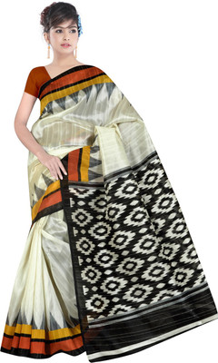

Lovelylook Printed Daily Wear Art Silk Saree(White, Black)