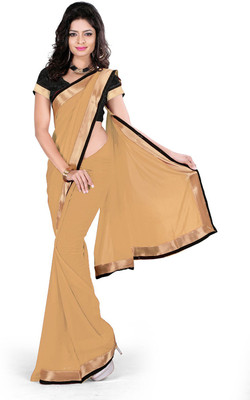 

Party Wear Dresses Solid Fashion Georgette Saree(Gold)