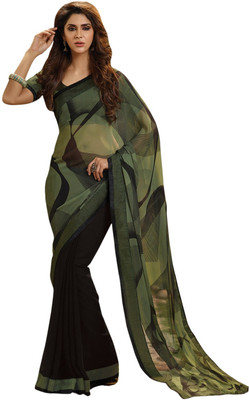 

Lovelylook Printed Fashion Chiffon Saree(Multicolor), Black;green