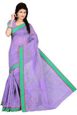 

Weavedeal Checkered Banarasi Cotton Saree(Purple