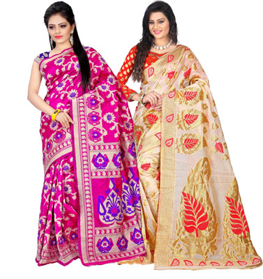 

Weavedeal Embellished Kanjivaram Silk Cotton Blend Saree(Pack of 2, Multicolor)