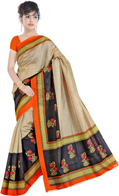 

Khoobee Self Design, Printed Fashion Art Silk Saree(Beige, Multicolor)