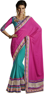 

Ewows Self Design Fashion Jacquard Saree(Multicolor), Pink;sky blue