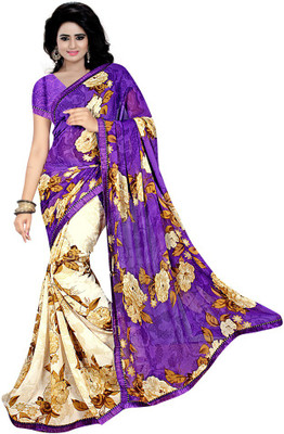 

Indian Wear Online Printed Fashion Chiffon Saree(Purple)