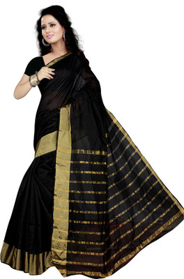 

Party Wear Dresses Printed Fashion Art Silk Saree(Black)
