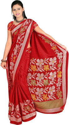 

Desi Butik Printed Fashion Crepe Saree(Red)