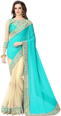 Fashion Surat Embroidered Fashion Georgette Saree(Blue) Flipkart