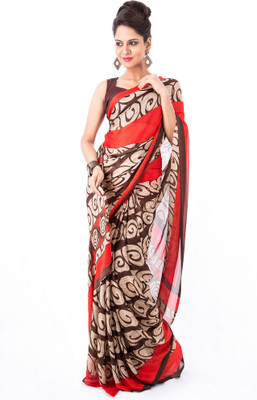 

Cenizas Printed Fashion Chiffon Saree(Red)