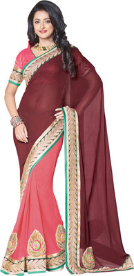 

Saara Printed Fashion Viscose Saree(Maroon, Pink)